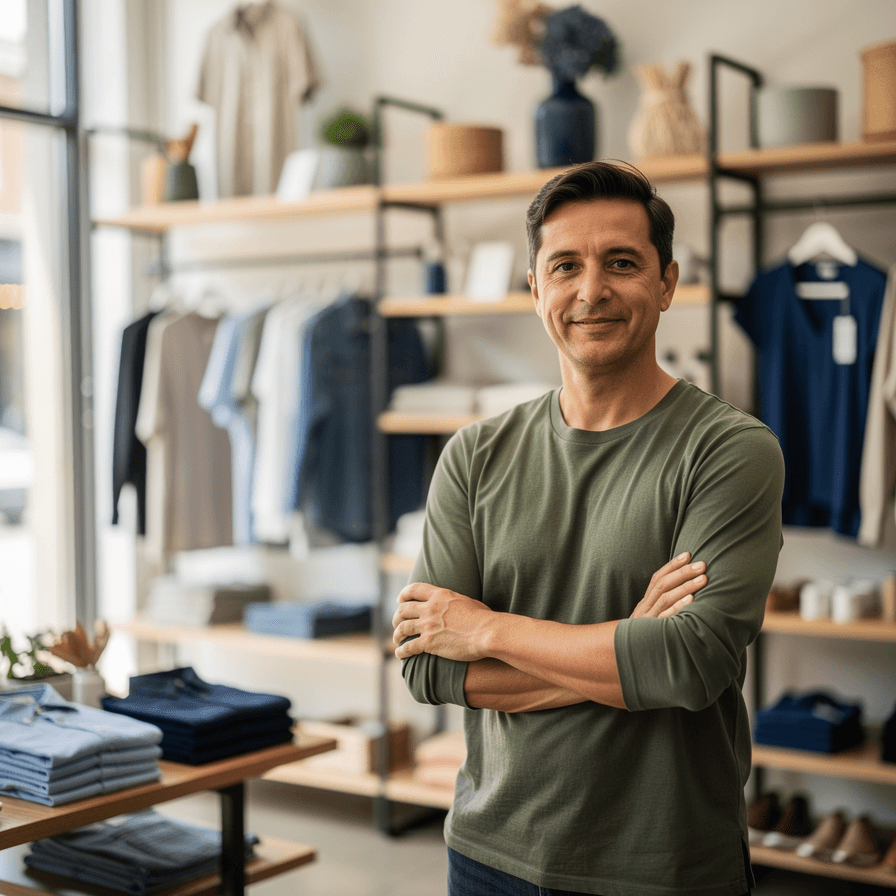 Erfolgreicher Einzelhändler im Geschäft